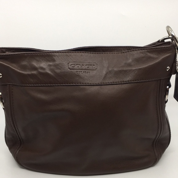 Coach Hobo Zoe F14707 Brown Leather Shoulder Bag with silver tone hardware - Picture 3 of 17